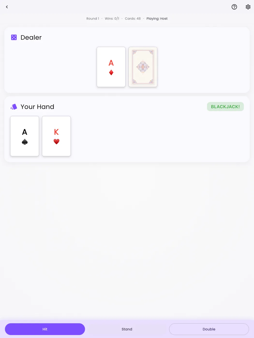 Blackjack, classic theme (tablet)