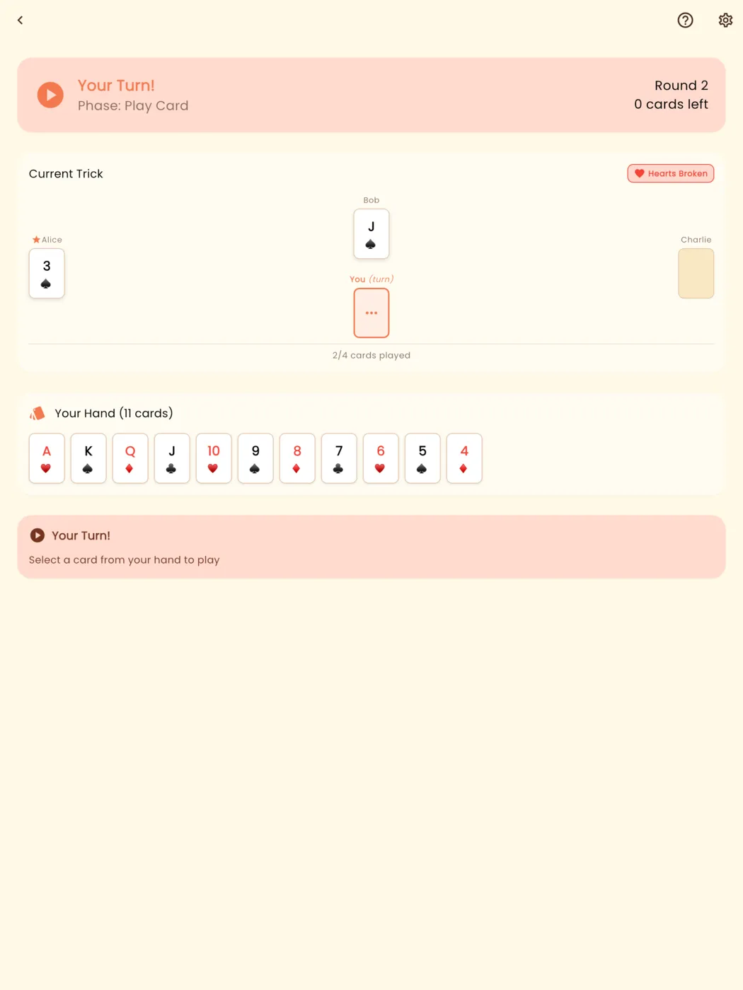 Hearts, cozy theme (tablet)