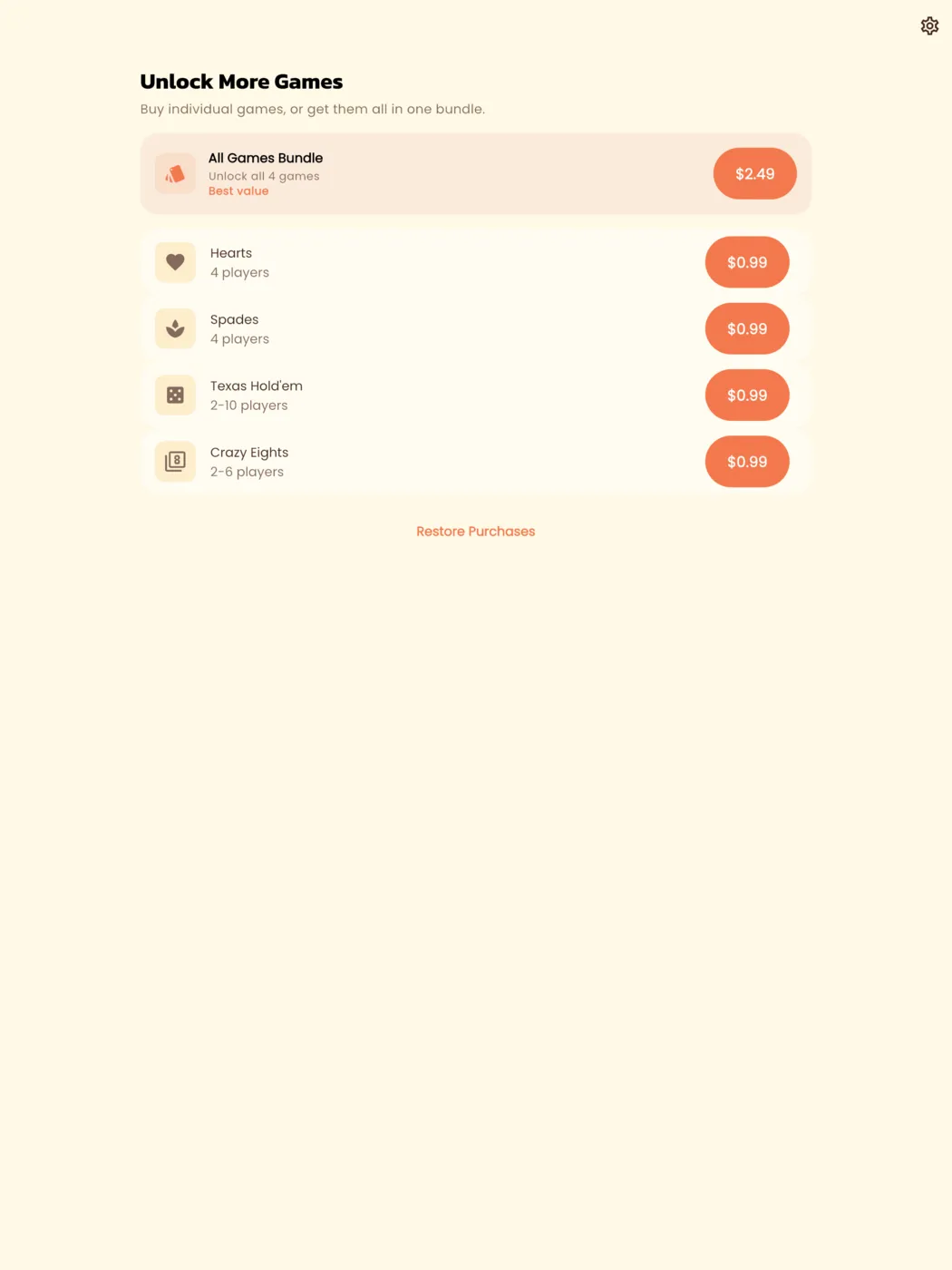 Game and theme store, cozy theme (tablet)
