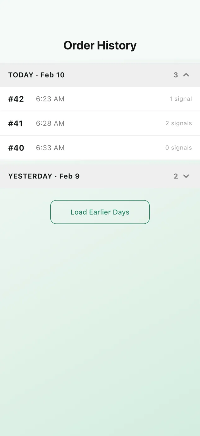 Order history and analytics (phone)