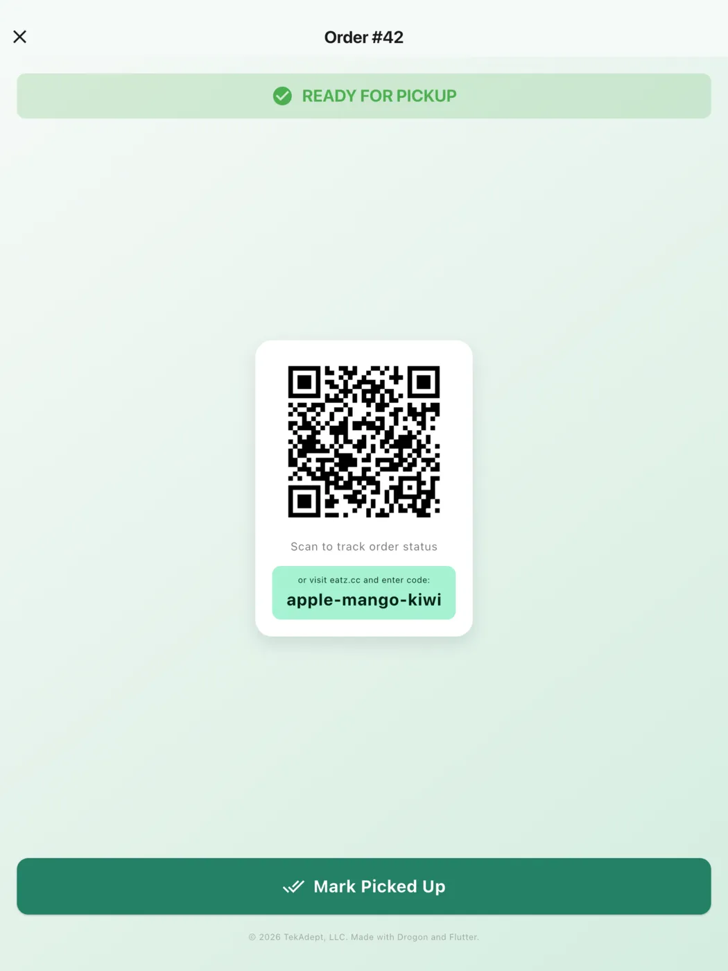 Order ready (tablet)